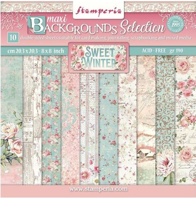 Stamperia 8x8 Paper Packs - SWEET WINTER BACKGROUND SELECTION