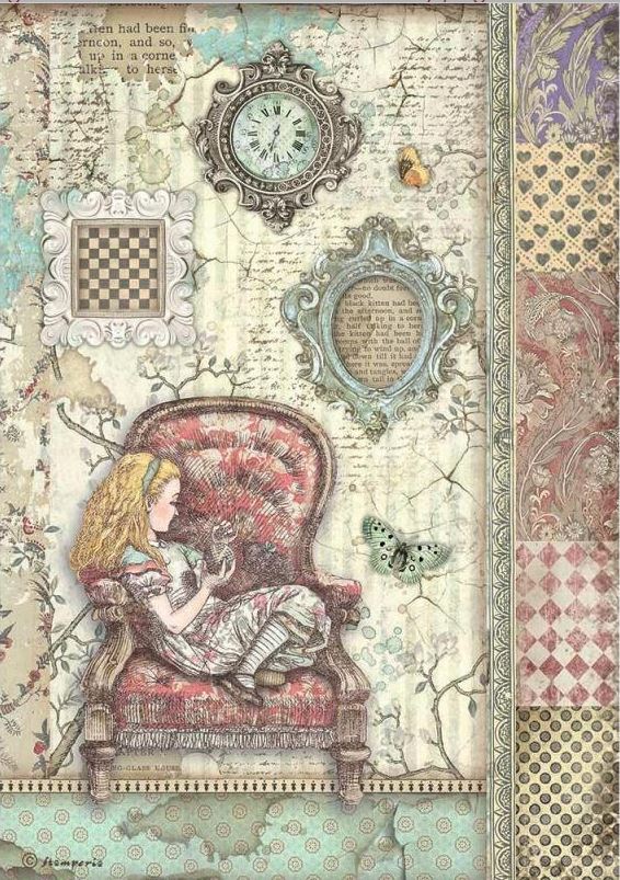 Stamperia Alice Forever A4 Rice Paper - Alice on the Chair DFSA4765