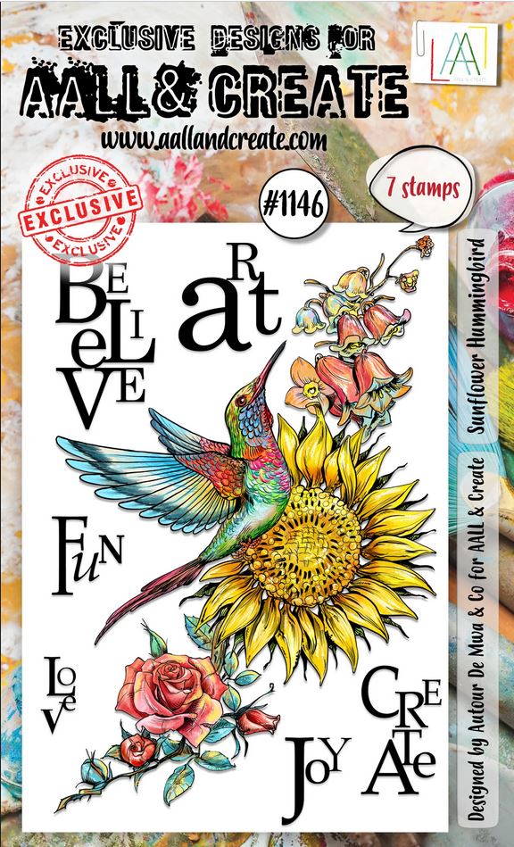 AAL and Create Stamp Set A6 Sunflower Hummingbird (AALL-TP-1146)