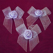 Organdy Sheer Bow with Satin Rose - Lilac 