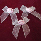 Organdy Sheer Bow with Satin Rose - Pink (N385)