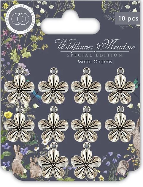 Craft Consortium Wildflower Meadow Special Edition Charms - Silver Flowers