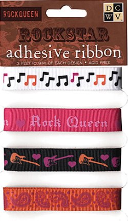 DCWV Self-Adhesive Ribbon - Music (Rock Queen)