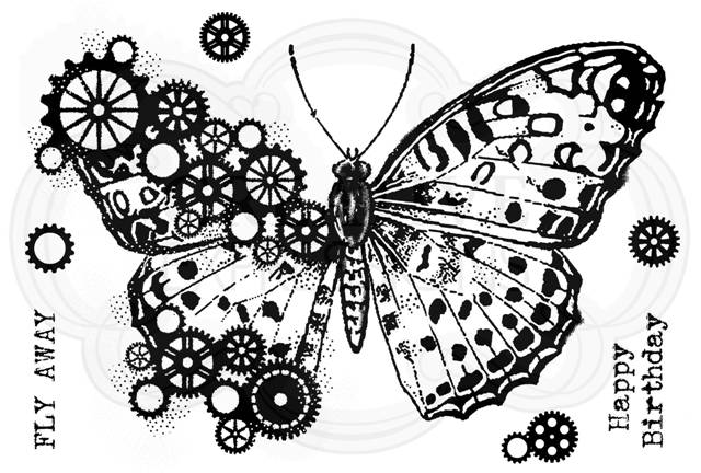 Woodware Clear Stamps Cog Butterfly (FRS831)