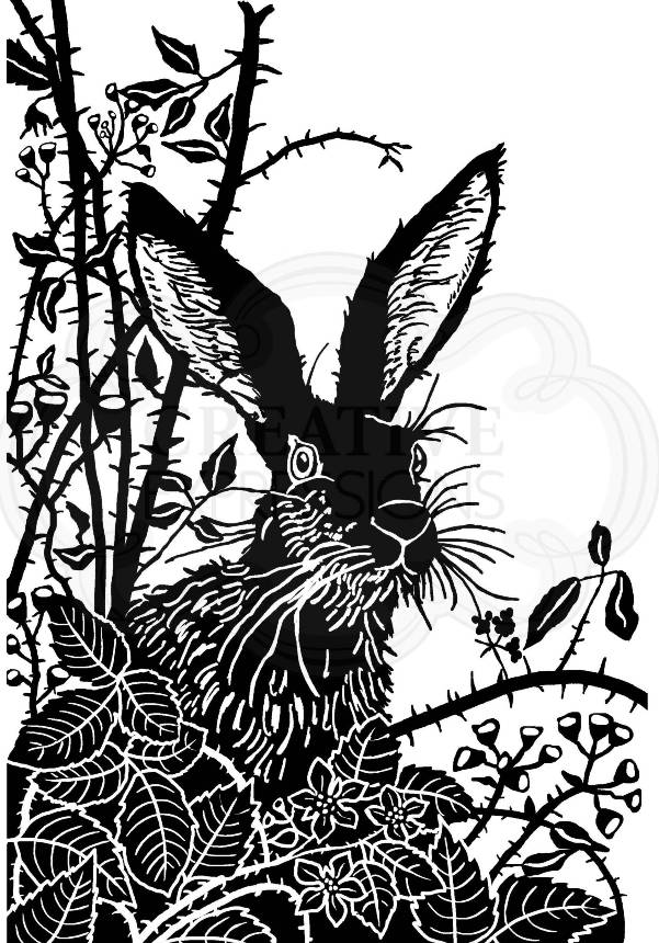 Woodware Clear Stamps Lino Cut -  Hare in the Brambles (JGS743)
