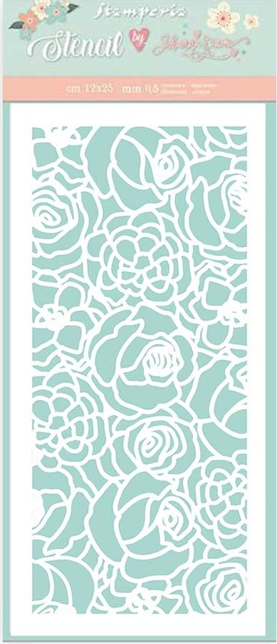 Stamperia Thick Stencil 12x25cm -  Circle of Love Texture Roses (KSTDL46)