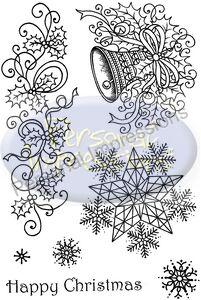 PI Clear Xmas Stamps - Holly Bell & Snowflakes (6245) (A6)