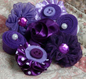Petaloo Mini Fabric Flowers - Purple