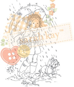 Sarah Kay Stamps - Charlotte and Pepe Walking in the Rain
