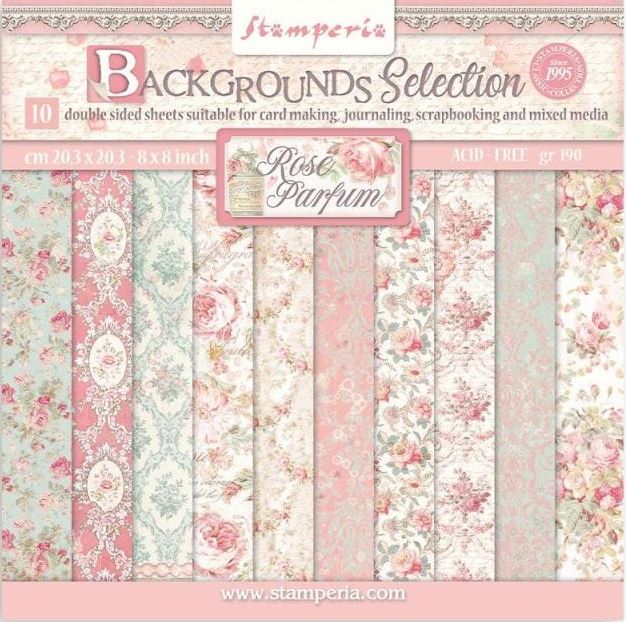 Stamperia Rose Parfum 8X8 Paper pack -  BACKGROUND SELECTION