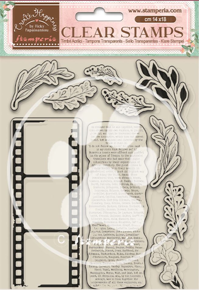 Stamperia Create Happiness Stamp Set - Leaves & Movie Film WTK164