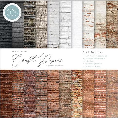 Craft Consortium Essential Craft Papers - Brick Textures (6x6)