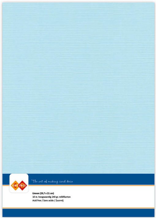 A4 Linen Textured Cardstock (Pack of 10) BABY BLUE