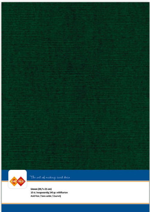 A4 Linen Textured Cardstock (Pack of 10) CHRISTMAS GREEN