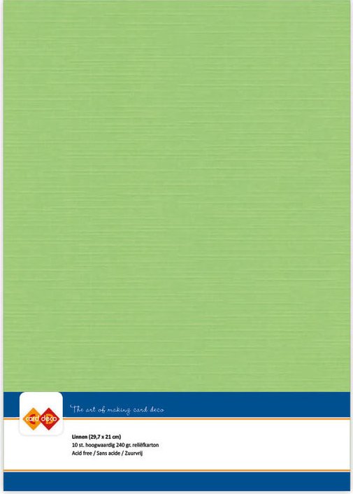 A4 Linen Textured Cardstock (Pack of 10) MAY GREEN