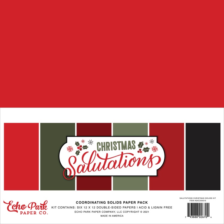 Echo Park Salutations Christmas Coordinating Solids Paper Pack