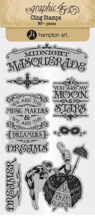 Graphic 45 Midnight Masquerade Cling Stamp Set - #1