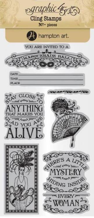 Graphic 45 Midnight Masquerade Cling Stamp Set - #2
