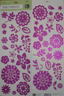 K & Company Glitter Stickers - Pink Glitter Flowers