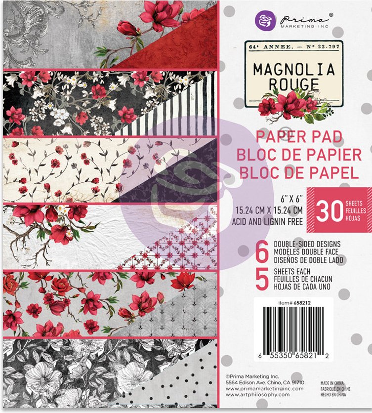 Prima Magnolia Rouge 6x6 Paper Pad 