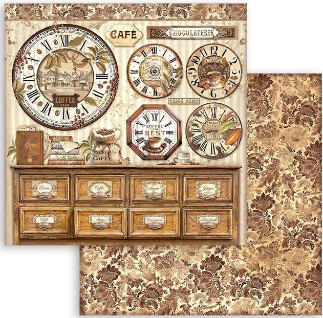 Stamperia Coffee and Chocolate Double-Sided Paper - CLOCKS (SBB969)