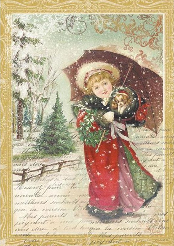 Stamperia Rice Paper A4 - Little Girl with Umbrella (DFSA4143)