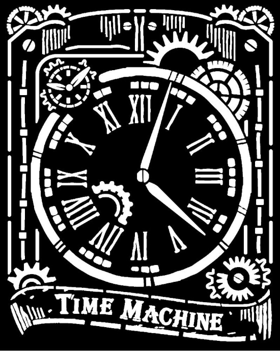 Stamperia Thick Stencil 20x25cm - Voyages Fantastiques Clock (KSTD071)