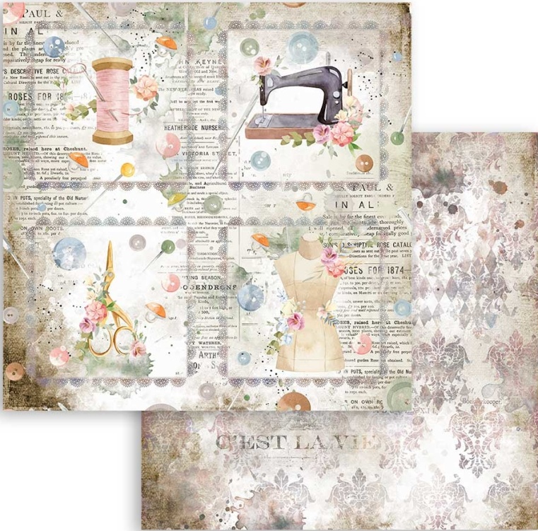Stamperia Double-Sided Paper - Romantic Threads Cards (SBB792)