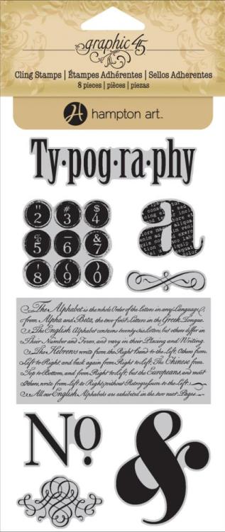 Graphic 45 Typography CLING STAMP SET 1 (282)