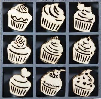 Wooden Shapes - Cup Cakes (Box 45)
