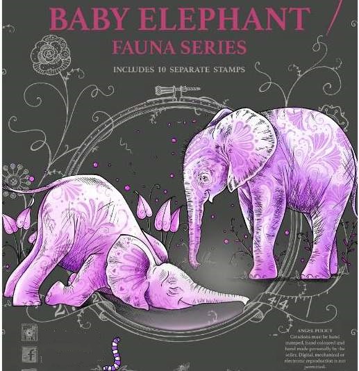 Pink Ink Design Stamps -  Baby Elephant (10  Stamps)