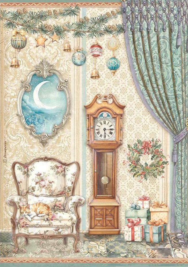 Stamperia The Nutcracker A4 Rice Paper - Clock and Chair  (DFSA4940)