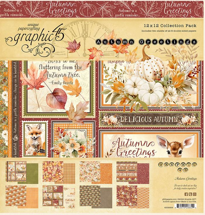 PRE-ORDER: Graphic 45 Autumn Greetings 12x12 Collection Pack