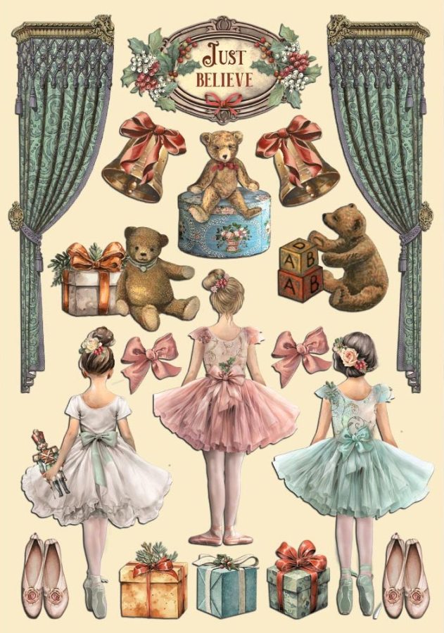 Stamperia The Nutcracker Wooden Shapes A5 Ballet and Teddy (KLSP167)