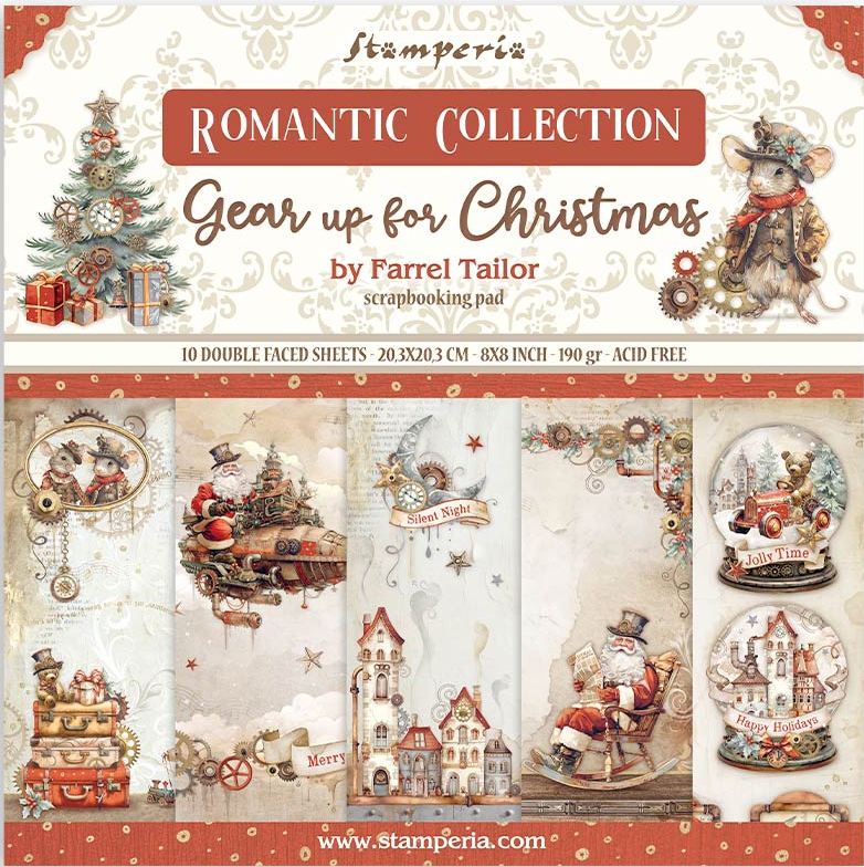 Stamperia Gear Up For Christmas 8x8 Paper Pack