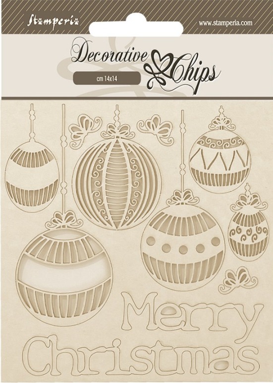 Stamperia The Nutcracker Decorative Chips -Merry Christmas Balls (SCB229)