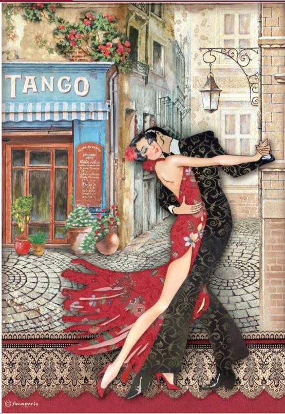 Stamperia Desire A4 Rice Paper - Tango DFSA717