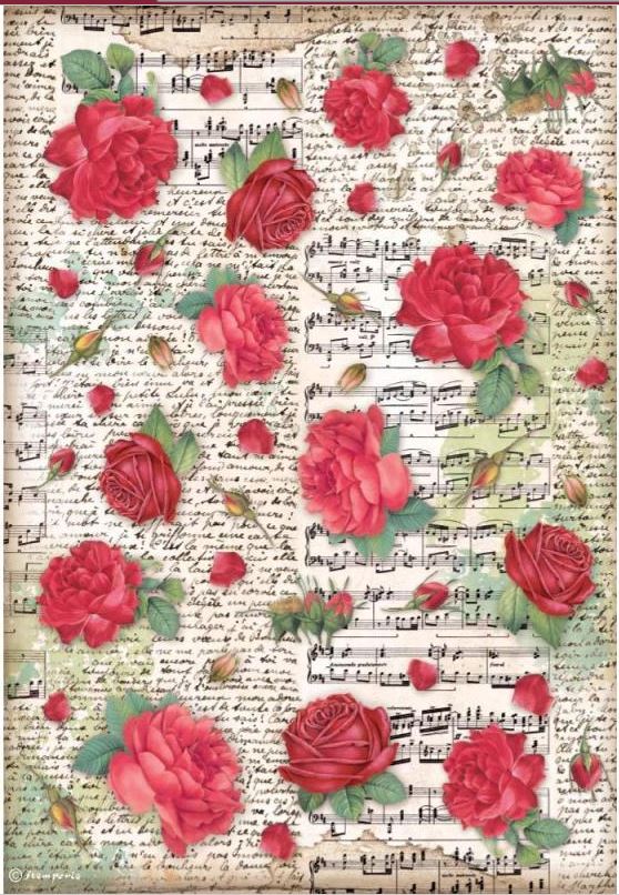 Stamperia Desire A4 Rice Paper - Red Roses DFSA720