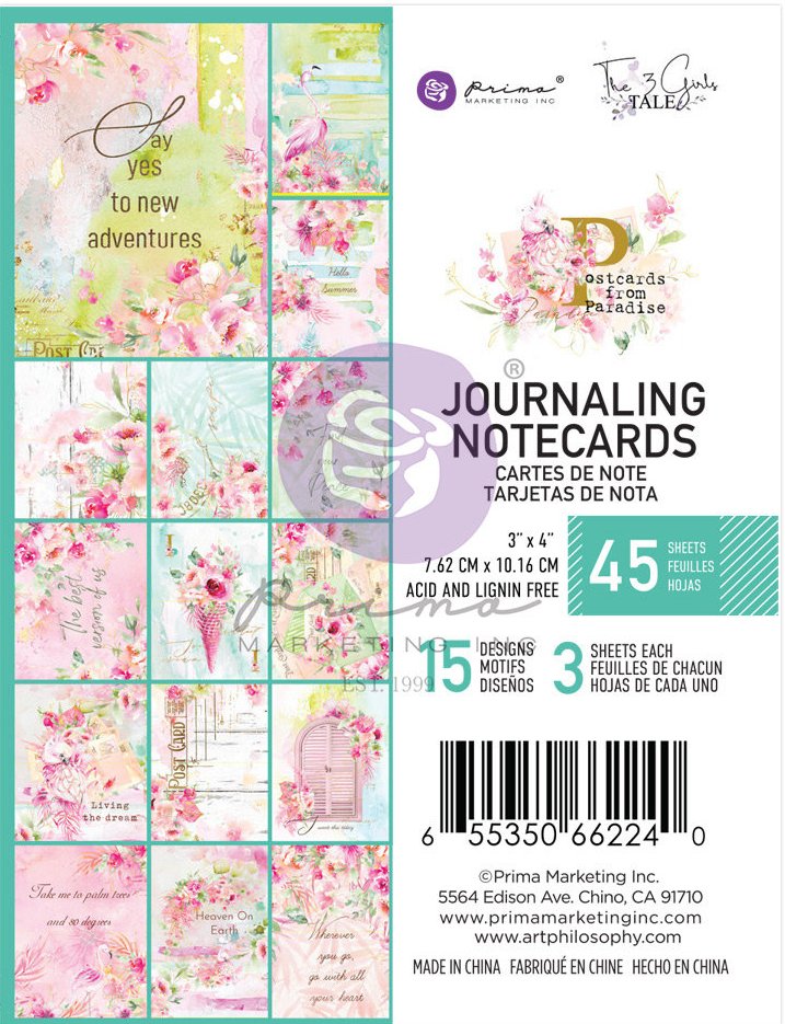 Prima  Postcards from Paradise 3x4 Journaling Cards (662240)